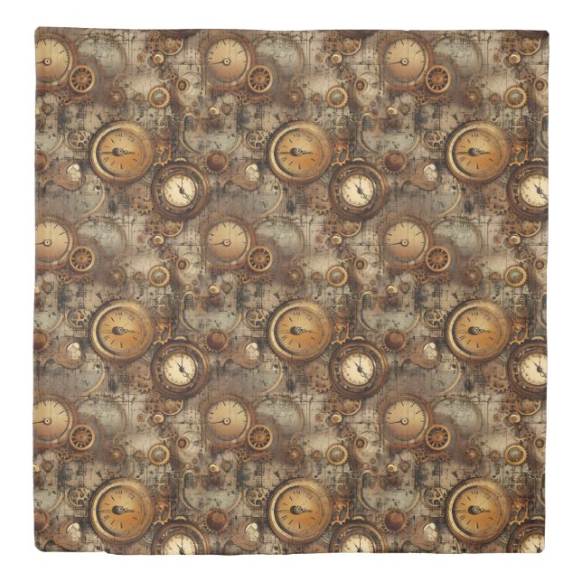 Grunge Rustic Steampunk Clock (3) Duvet Cover (Front)