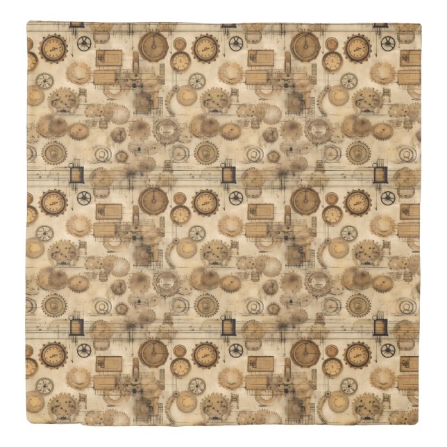 Grunge Rustic Steampunk Clock (4) Duvet Cover (Front)