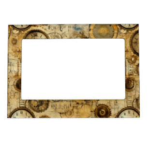 Grunge Rustic Steampunk Clock (5) Magnetic Frame