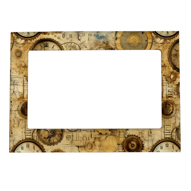 Grunge Rustic Steampunk Clock (5) Magnetic Frame (Front)