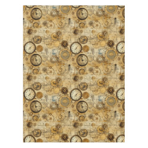 Grunge Rustic Steampunk Clock (5) Tablecloth