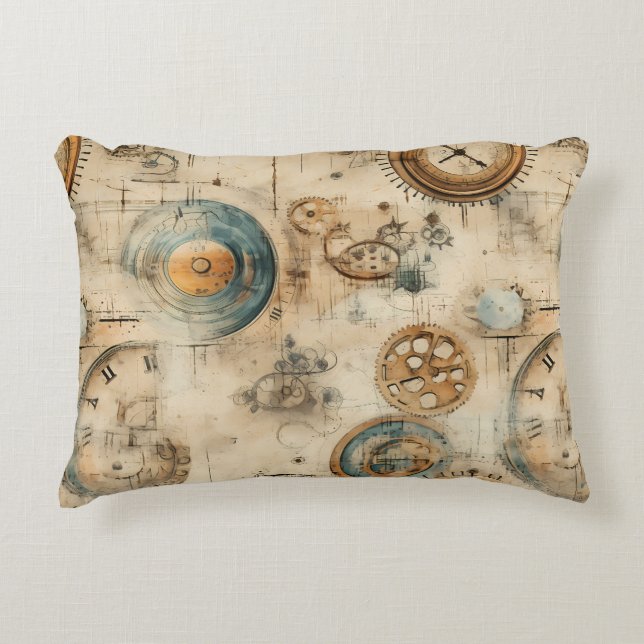 Grunge Rustic Steampunk Clock (7) Accent Pillow (Front)