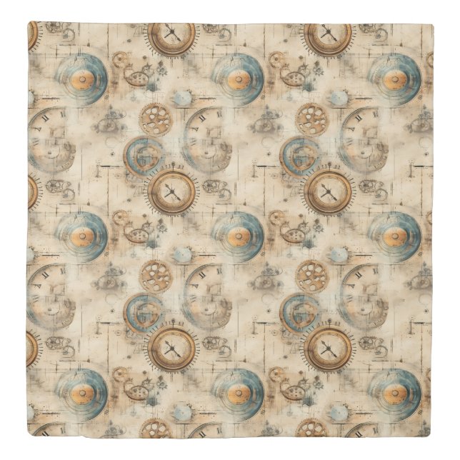 Grunge Rustic Steampunk Clock (7) Duvet Cover (Front)