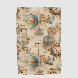 Grunge Rustic Steampunk Clock (7) Golf Towel