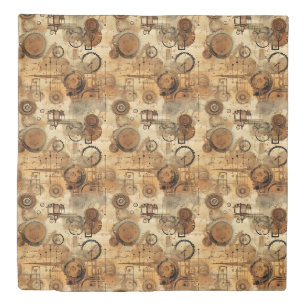 Grunge Rustic Steampunk Clock Duvet Cover