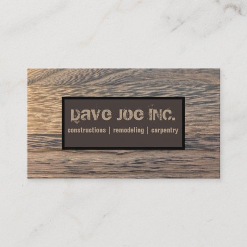 grunge rustic wood grain Construction Carpentry Business Card