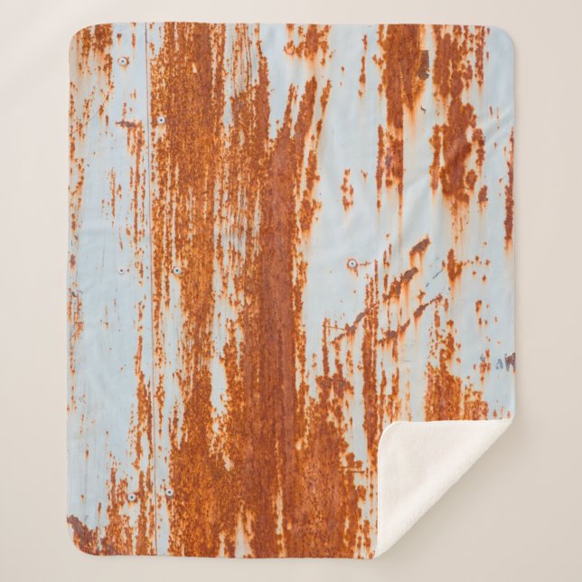 grunge rusty steel wall background and texture sherpa blanket (Front)