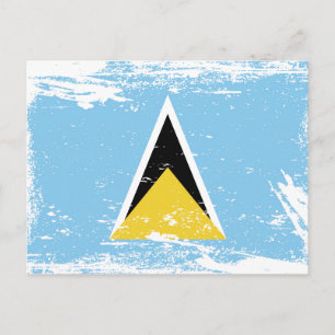 Grunge Saint Lucia flag Postcard