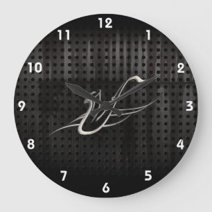 Grunge Saxophone Large Clock
