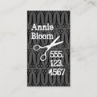grunge scissors distressed hair stylist black grey business card