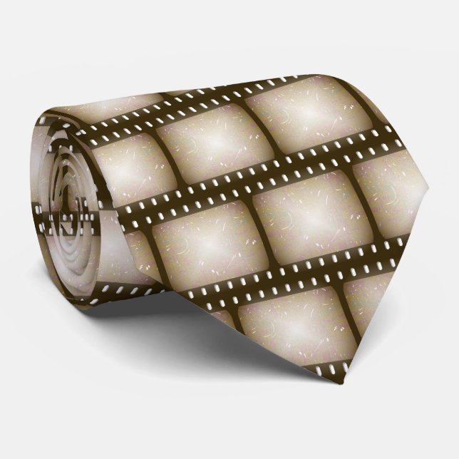 Grunge Scratched 35mm Movie Film Reel  Neck Tie (Rolled)