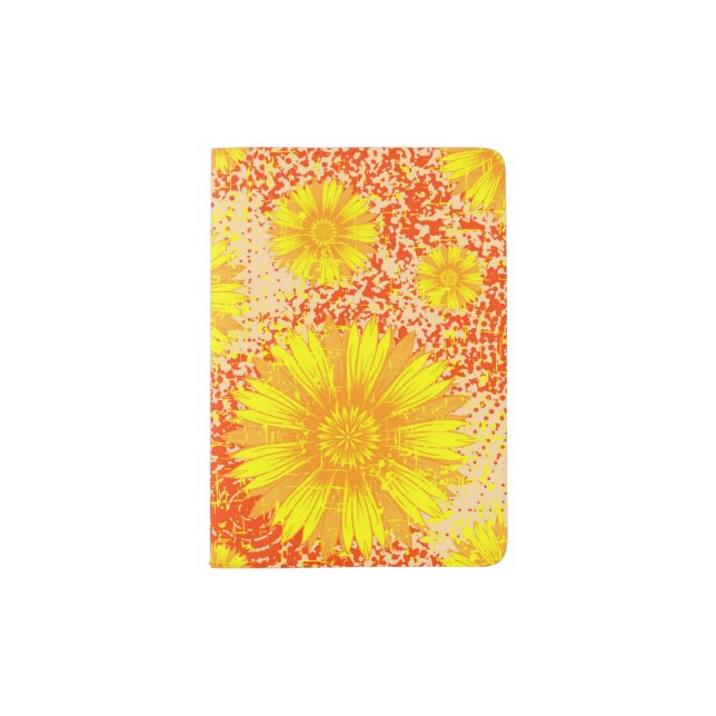 grunge seamless wild flower background passport holder (Front)