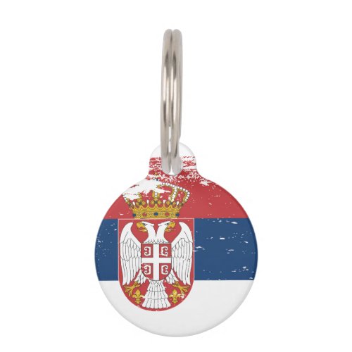 Grunge Serbia Flag Pet Tag