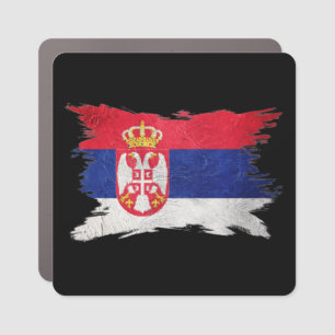 Grunge Serbian flag, Brush stroke, Serbia flag Car Magnet