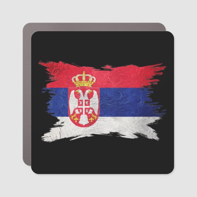 Grunge Serbian flag, Brush stroke, Serbia flag Car Magnet (Front)