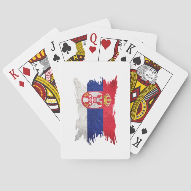 Grunge Serbian flag, Brush stroke, Serbia flag Poker Cards (Back)