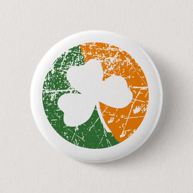 Grunge Shamrock Pinback Button (Front)
