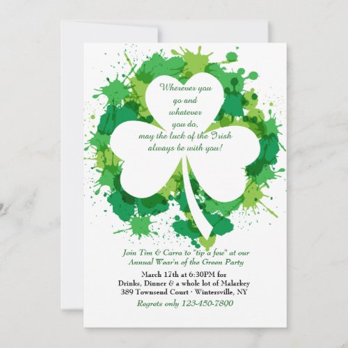 Grunge Shamrock St Patricks Day Invitation