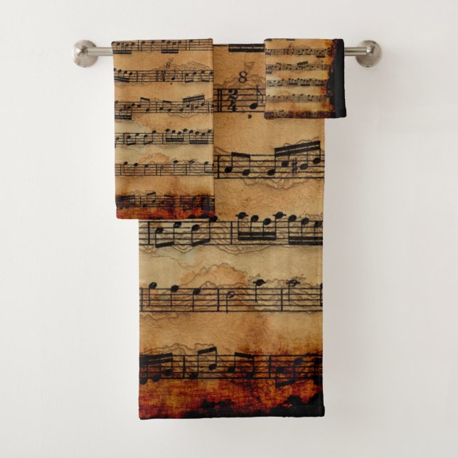 Grunge Sheet Music Music-lover's Bath Towel Set (Insitu)
