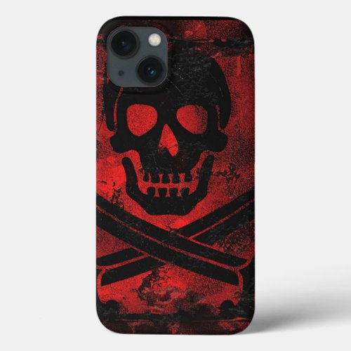 Grunge Skull and Cross Swords Creepy Artwork iPhone 13 Case