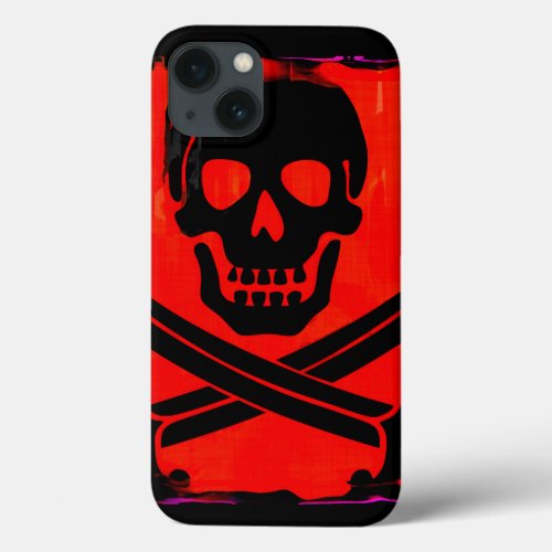 Grunge Skull and Cross Swords Creepy Artwork iPhone 13 Case