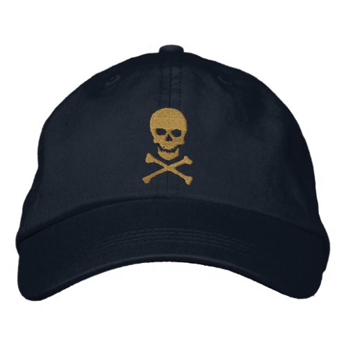 Grunge Skull and Crossbones Embroidered Cap