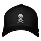 Grunge Skull and Crossbones Embroidered Cap