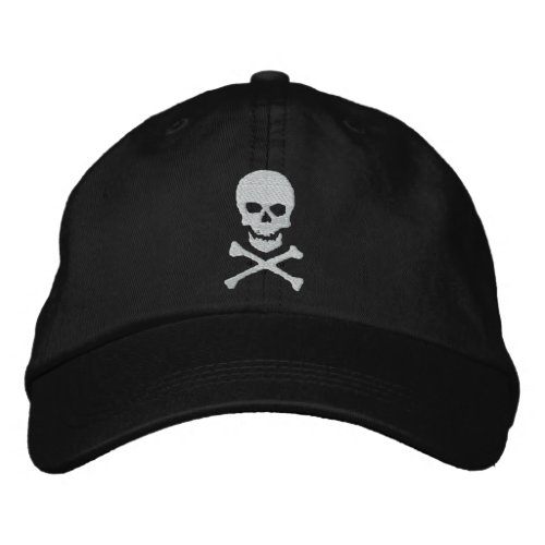 Grunge Skull and Crossbones Embroidered Cap