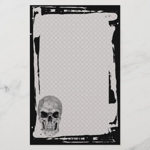 Grunge Skull Chain Link Fence Goth Stationery