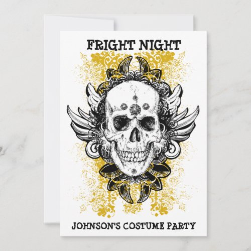 Grunge Skull Fright Night Invitation
