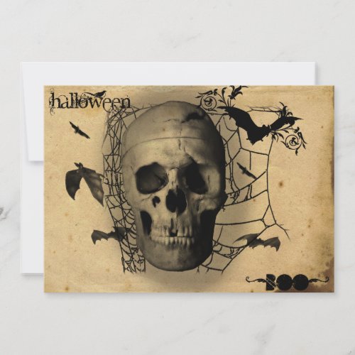 Grunge Skull Halloween Party Custom Announcements