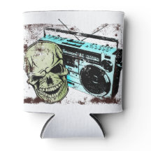 Grunge skull listening to a retro 80s boom box…
