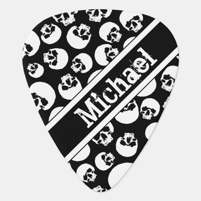 Grunge Skull Name Guitar Pick (Front)
