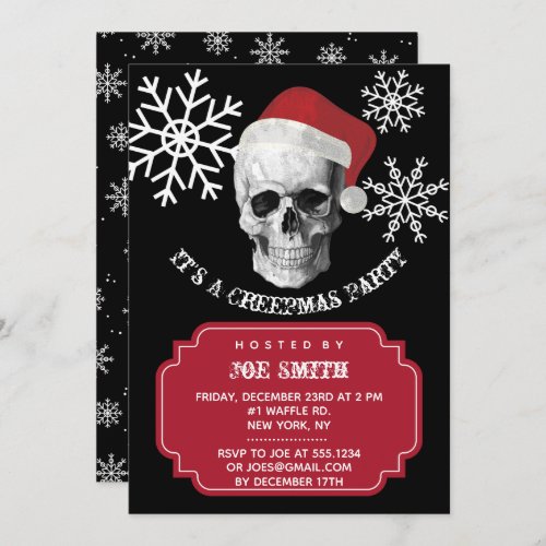 Grunge Skull Santa Christmas Party Invitation