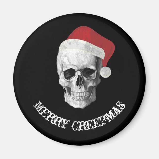 Grunge Skull Santa Magnet (Front)