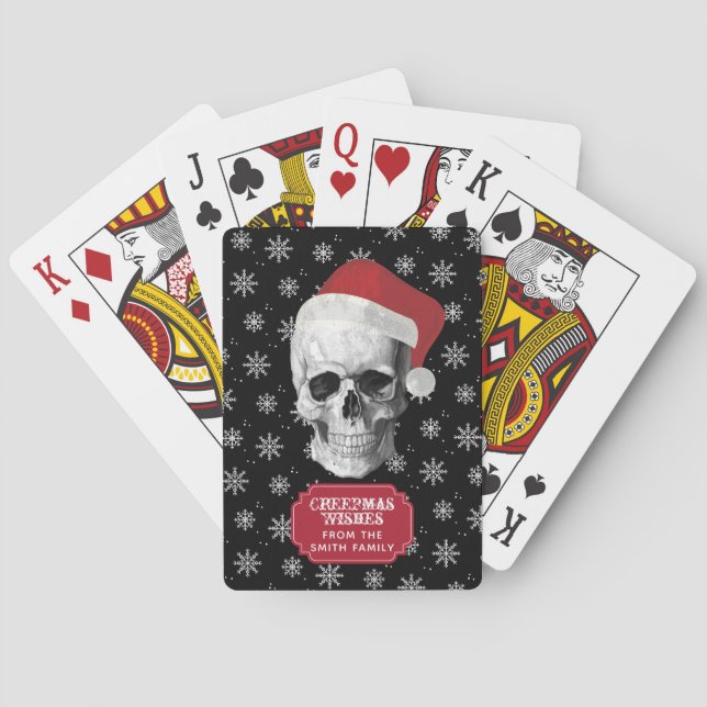 Grunge Skull Santa Poker Cards (Back)