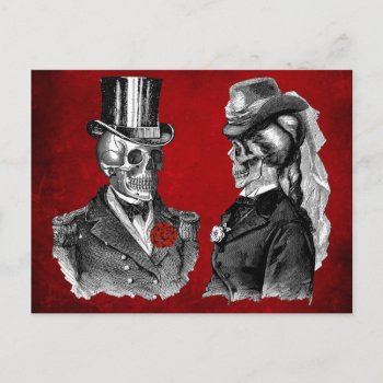 Grunge Skull Skeleton Couple Postcard by Funky_Skull at Zazzle