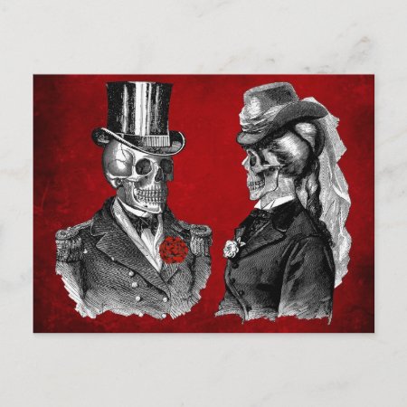 Grunge Skull Skeleton Couple Postcard