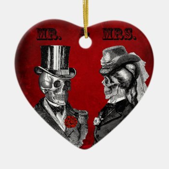 Grunge Skull Wedding & Anniversary Party Ceramic Ornament by Punk_Your_Party at Zazzle