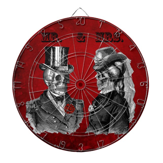 Grunge Skull Wedding & Anniversary Party Dartboard (Front)