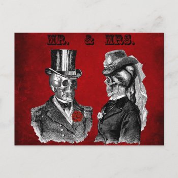 Grunge Skull Wedding & Anniversary Party Invitation Postcard by Punk_Your_Party at Zazzle