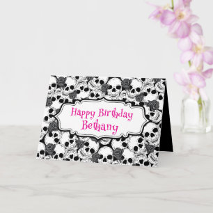 Grunge Skulls and Roses Goth Birthday Card