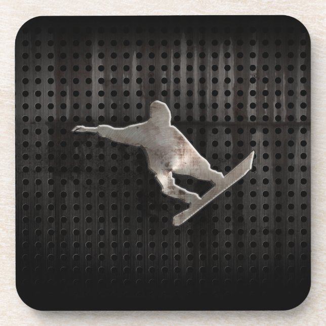 Grunge Snowboarding Beverage Coaster (Front)