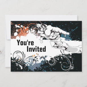 Grunge Snowboarding Birthday Party Invitation