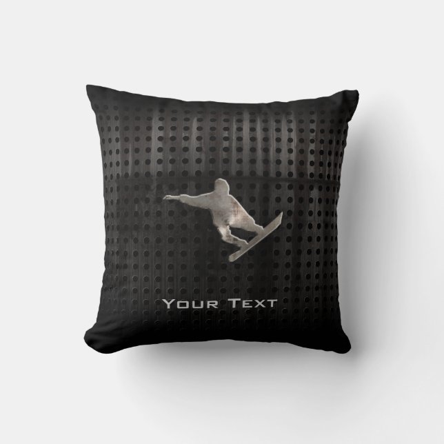 Grunge Snowboarding Throw Pillow (Front)