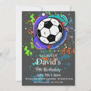 Grunge Soccer Birthday, Football , Futbol Invitation