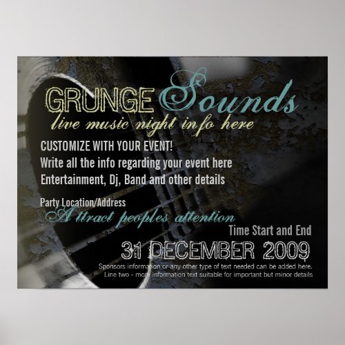 Grunge Sounds Event Poster template