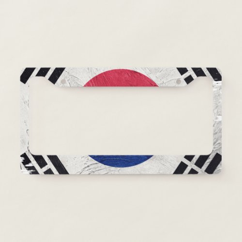 Grunge South Korea flag Brush stroke South Korea License Plate Frame