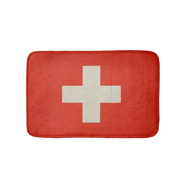 Grunge sovereign state flag of Switzerland Bathroom Mat (Front)