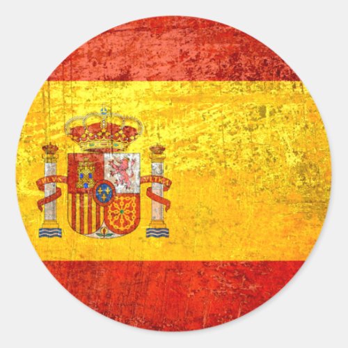 Grunge Spain Flag Espaa Bandeira 2012 Champions Classic Round Sticker